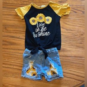Sunflower shirt and shorts set